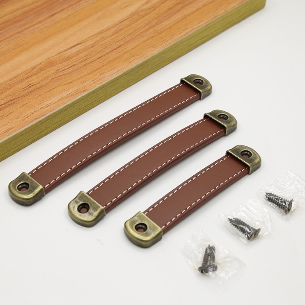 Vintage With Screws Leather Ha - đánh giá và giá Cabinet Handle Pull