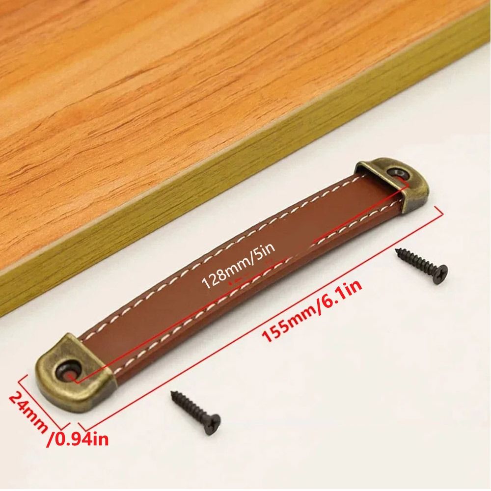 Vintage With Screws Leather Ha - đánh giá và giá Cabinet Handle Pull