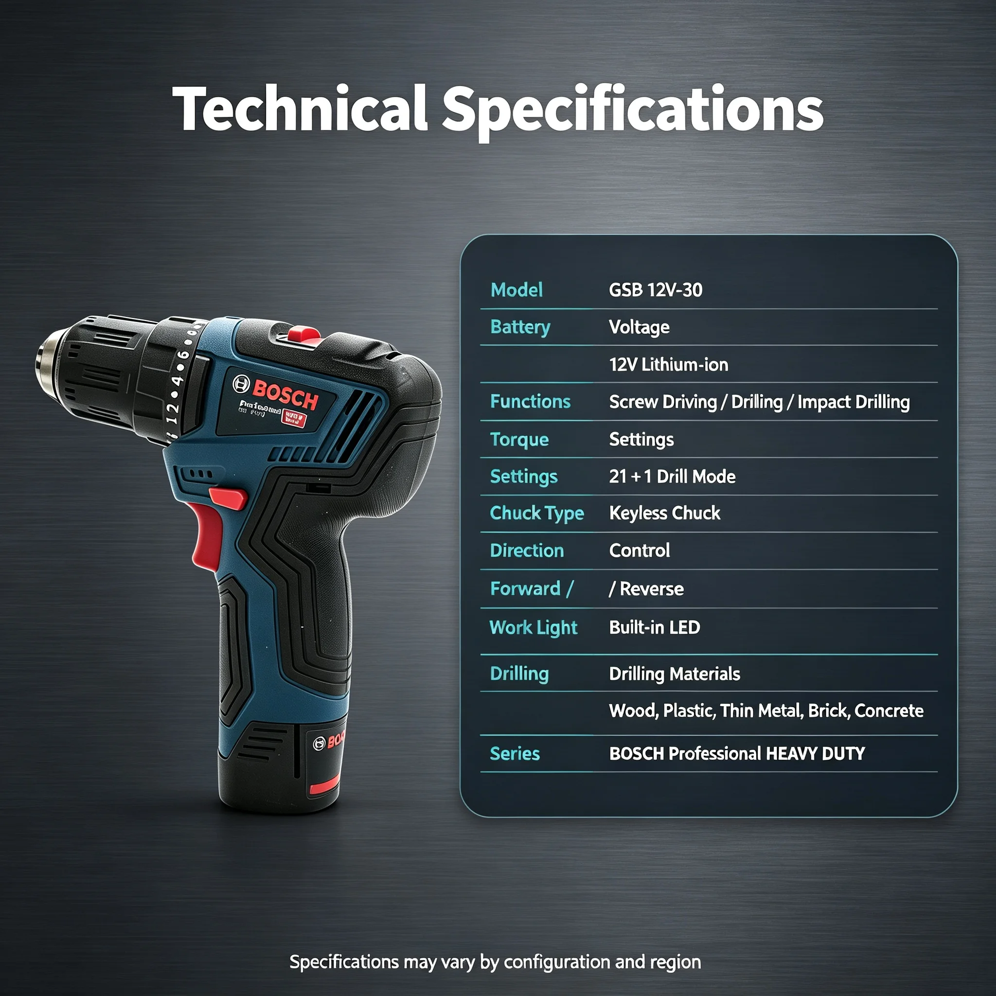 Bosch GSB12V-30 Multifunctiona - đánh giá và giá Power Drill Cordless